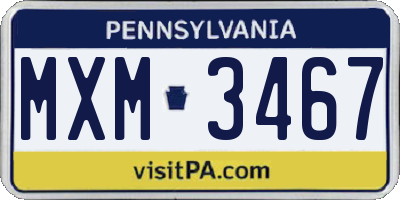 PA license plate MXM3467
