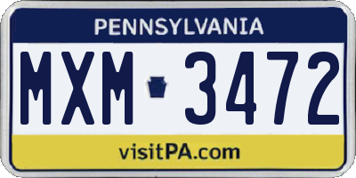 PA license plate MXM3472