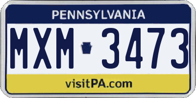 PA license plate MXM3473