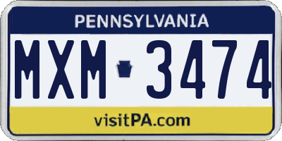 PA license plate MXM3474