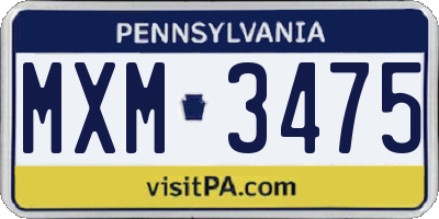PA license plate MXM3475