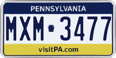 PA license plate MXM3477