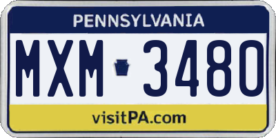PA license plate MXM3480