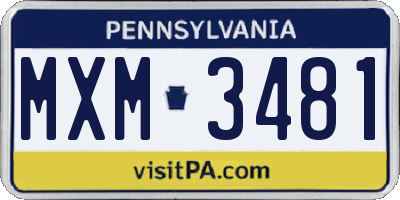 PA license plate MXM3481