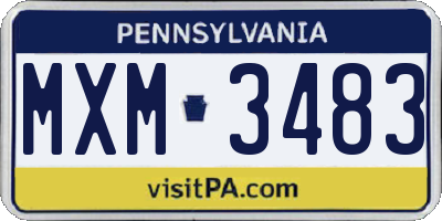 PA license plate MXM3483
