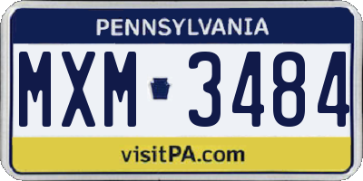 PA license plate MXM3484