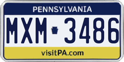 PA license plate MXM3486