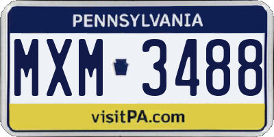 PA license plate MXM3488