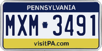 PA license plate MXM3491