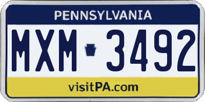 PA license plate MXM3492