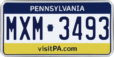 PA license plate MXM3493