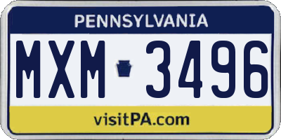 PA license plate MXM3496