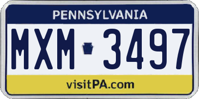 PA license plate MXM3497