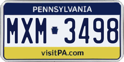 PA license plate MXM3498