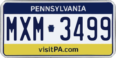 PA license plate MXM3499