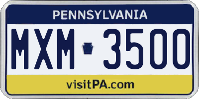 PA license plate MXM3500
