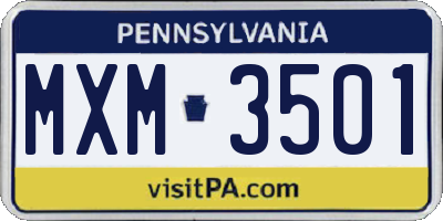 PA license plate MXM3501