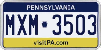 PA license plate MXM3503