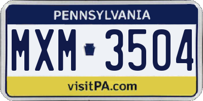 PA license plate MXM3504