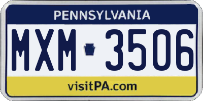 PA license plate MXM3506