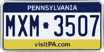PA license plate MXM3507
