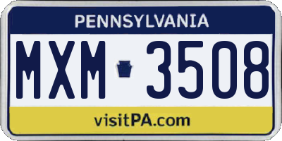 PA license plate MXM3508