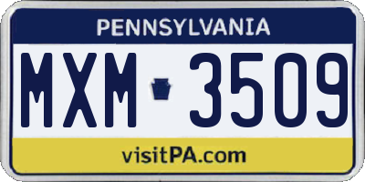 PA license plate MXM3509