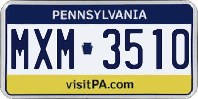 PA license plate MXM3510