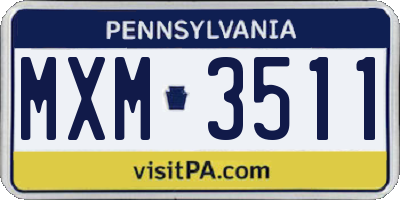 PA license plate MXM3511