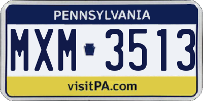 PA license plate MXM3513