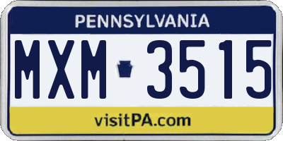 PA license plate MXM3515