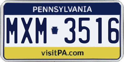 PA license plate MXM3516