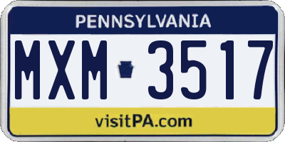 PA license plate MXM3517