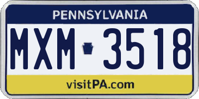 PA license plate MXM3518