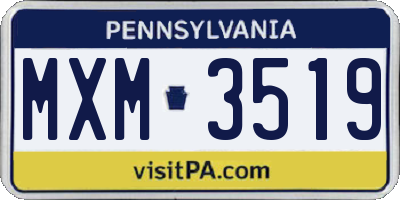 PA license plate MXM3519