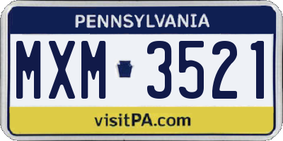 PA license plate MXM3521
