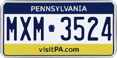 PA license plate MXM3524