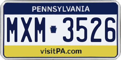 PA license plate MXM3526