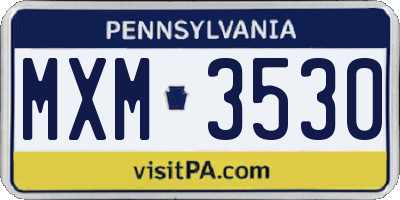 PA license plate MXM3530