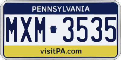 PA license plate MXM3535