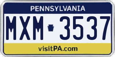 PA license plate MXM3537