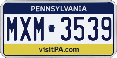 PA license plate MXM3539
