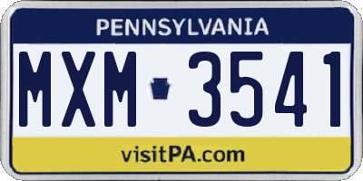 PA license plate MXM3541