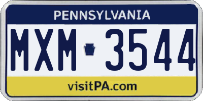 PA license plate MXM3544