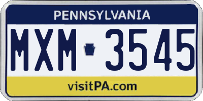 PA license plate MXM3545
