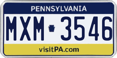 PA license plate MXM3546