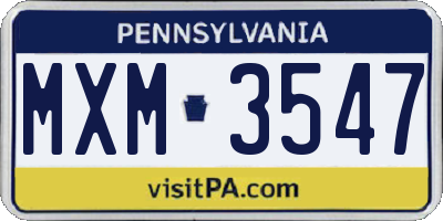 PA license plate MXM3547