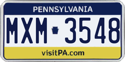PA license plate MXM3548