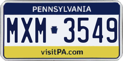 PA license plate MXM3549