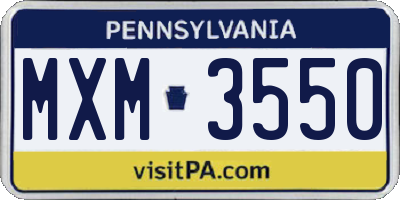 PA license plate MXM3550